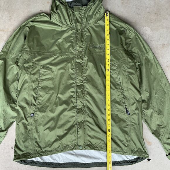 Marmot Mens PreCip Eco Rain Jacket sz XL Army Green Hooded Ripstop Nylon Hiking - Picture 4 of 16